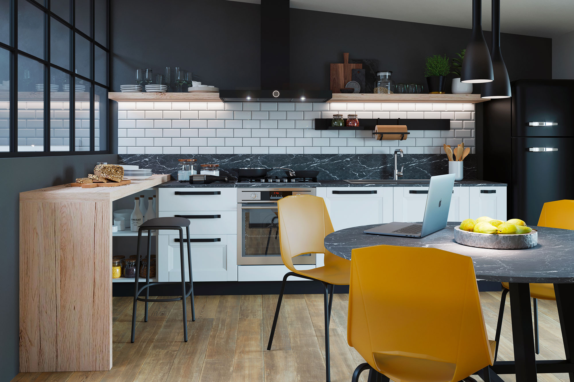 la-casa-moderna-cucina-lineare-bianco-grigio-giallo-bancone-07