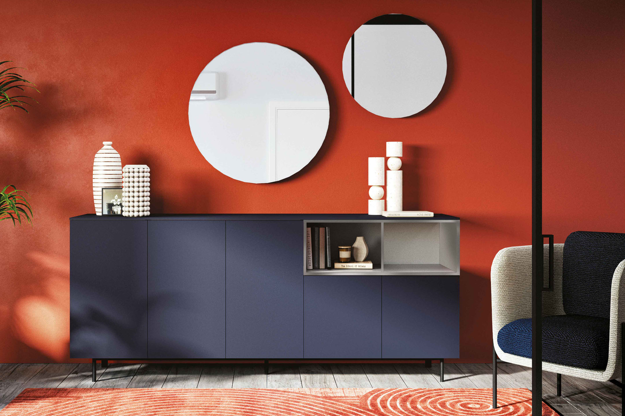 Madia laccata blu opaco Solida Day 2405 - La Casa Moderna