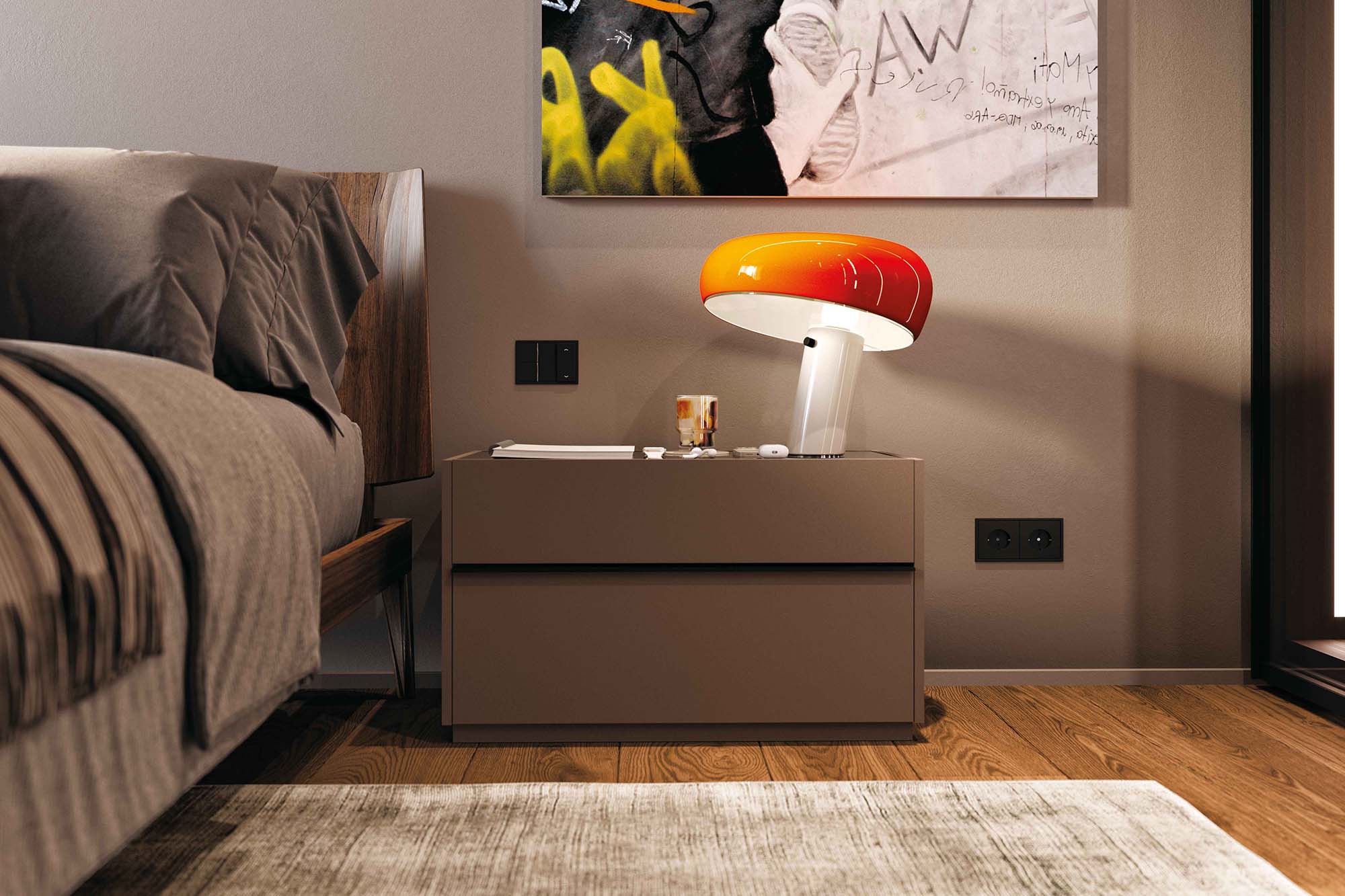 Comodino moderno laccato opaco Modula Night 2501 - La Casa Moderna