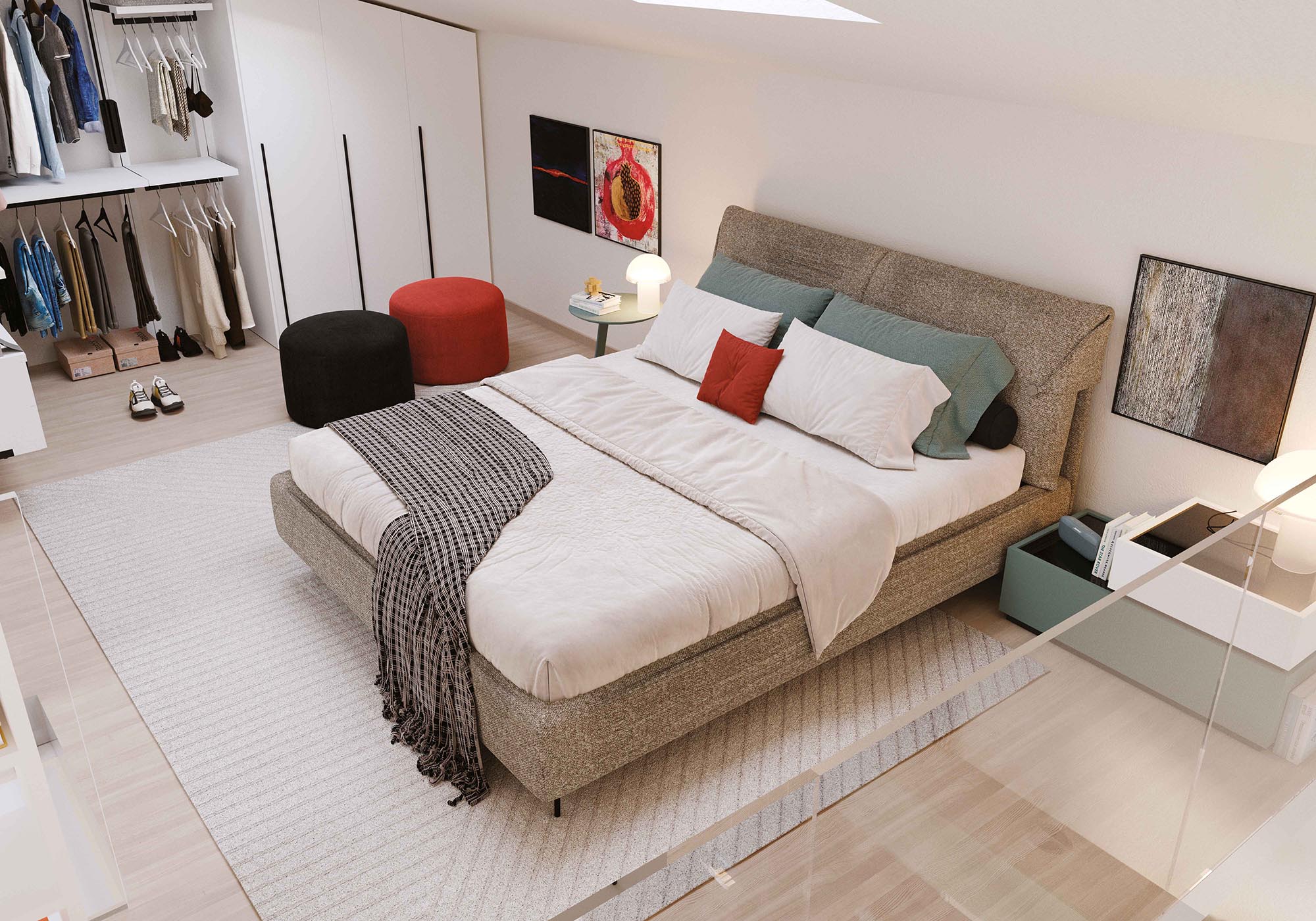 Letto in tessuto sfoderabile Gaudì Botton Compatto - La Casa Moderna