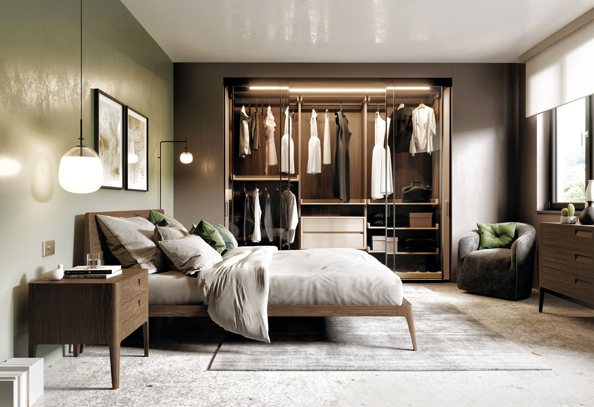 Cabina armadio componibile con cassettiera e panca a terra Mood Night 2202 - La Casa Moderna