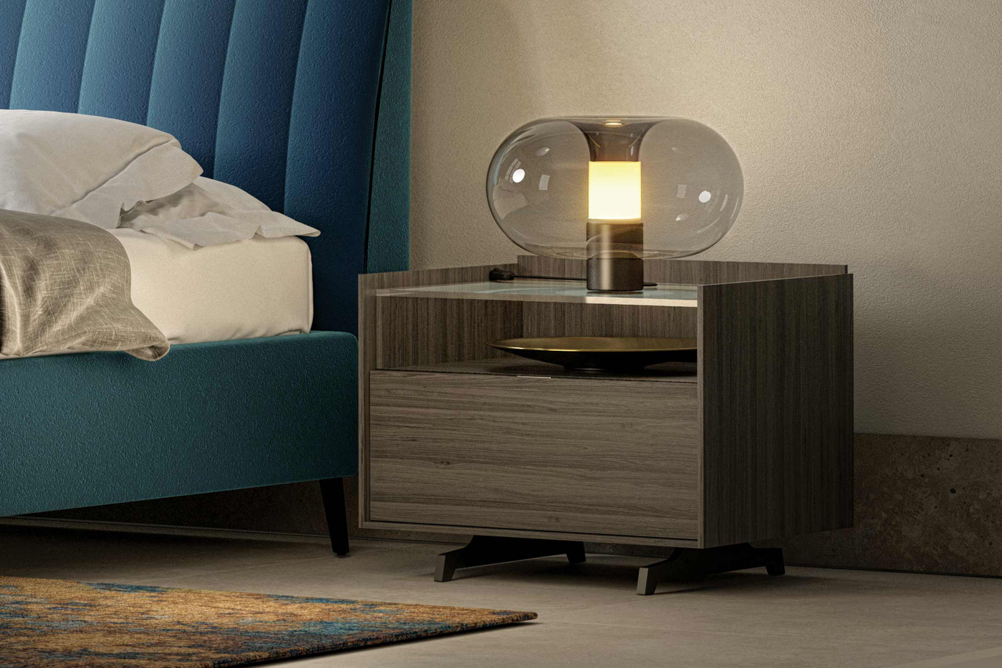 Comodino con piano in vetro - La Casa Moderna