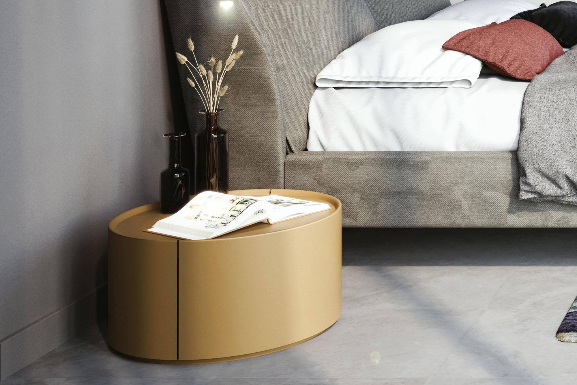 Comodino rotondo laccato opaco - La Casa Moderna