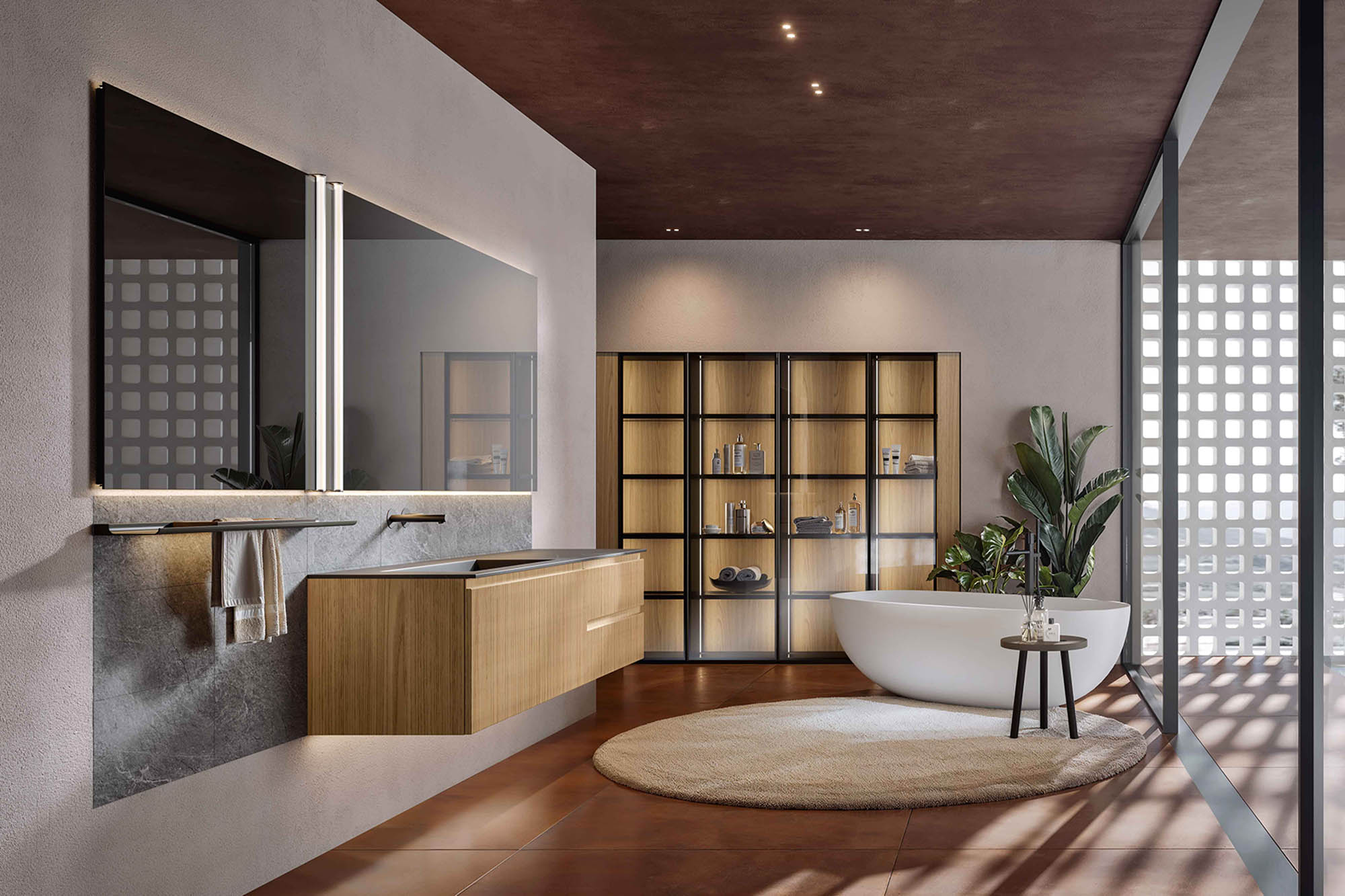 Composizione bagno sospesa in legno - La Casa Moderna