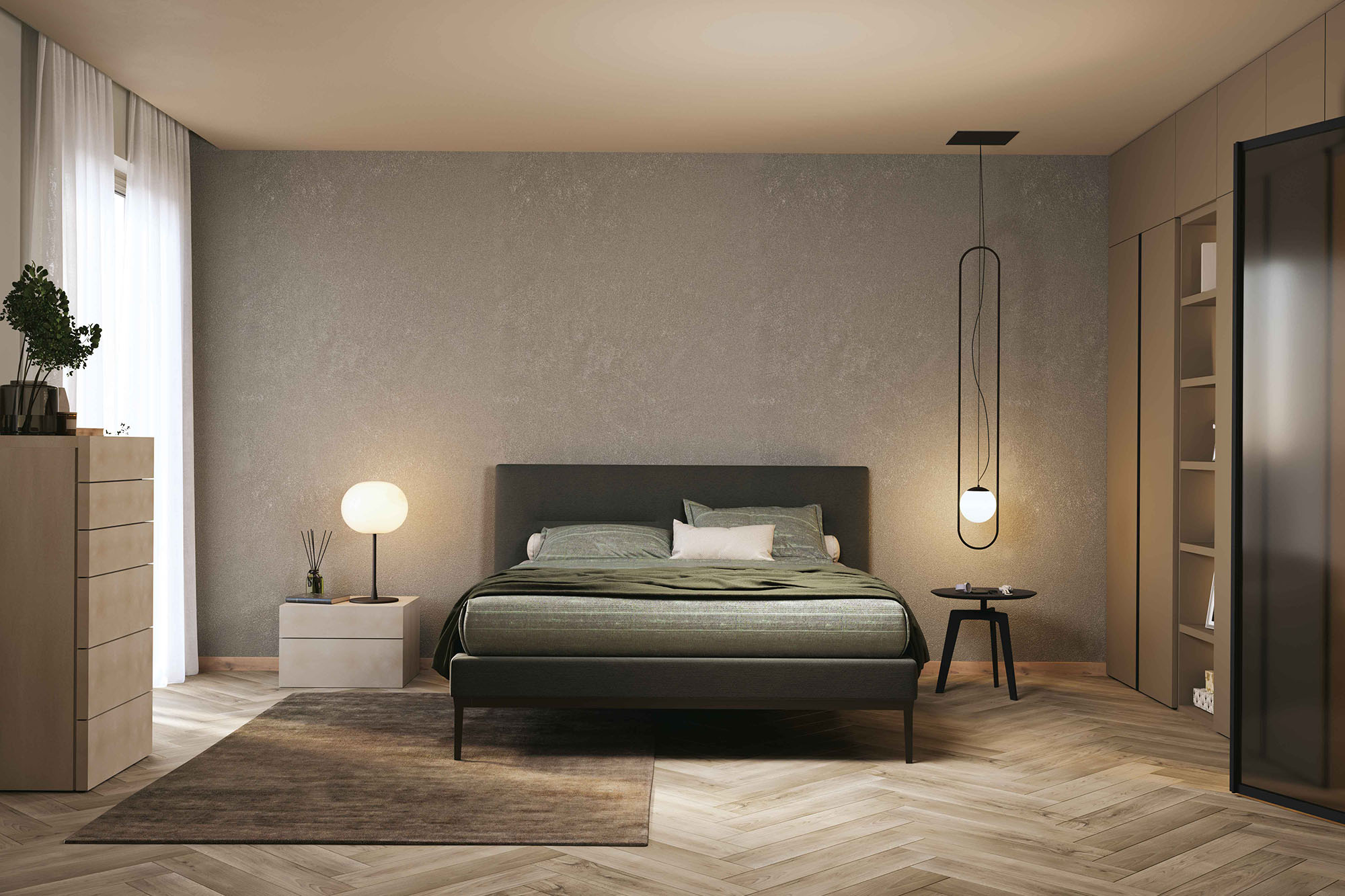 Letto matrimoniale con basamento in metallo Carol Slim - La Casa Moderna