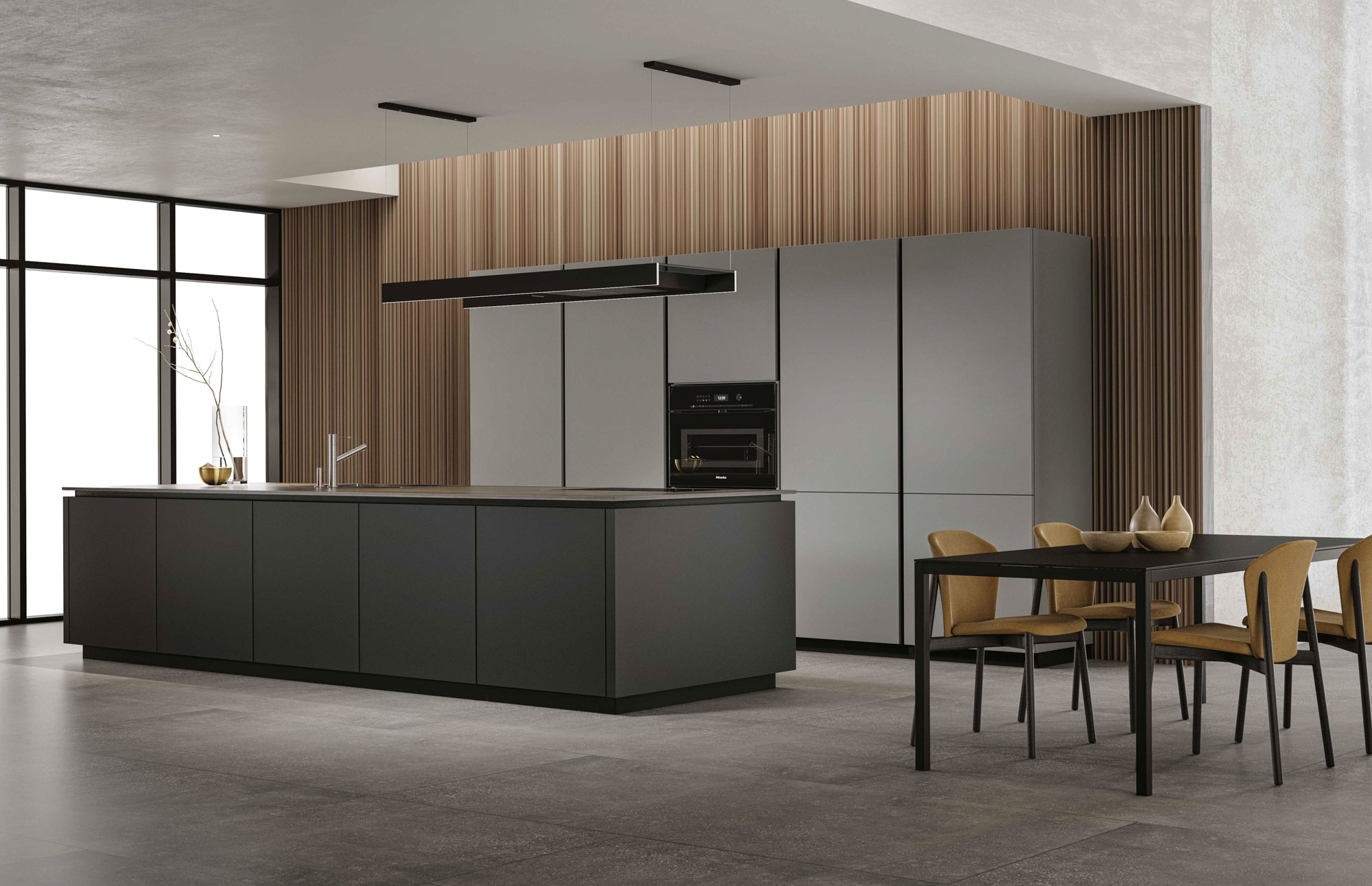 Cucine a isola nera e grigia Pratica 2318 - La Casa Moderna