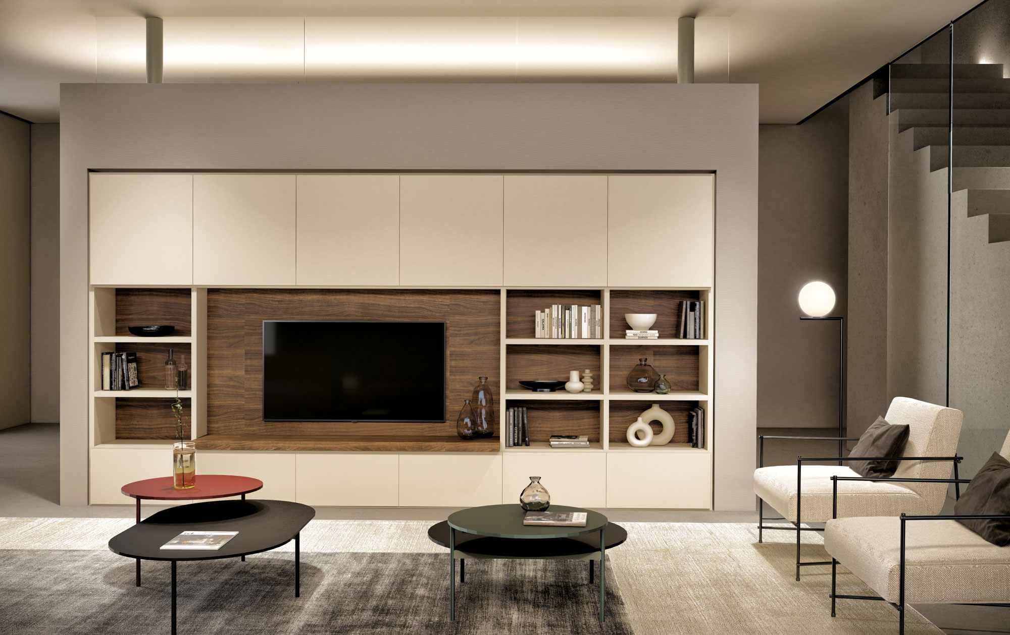 Composizione a spalla beige e ecolegno Mood day 2201 - La Casa Moderna
