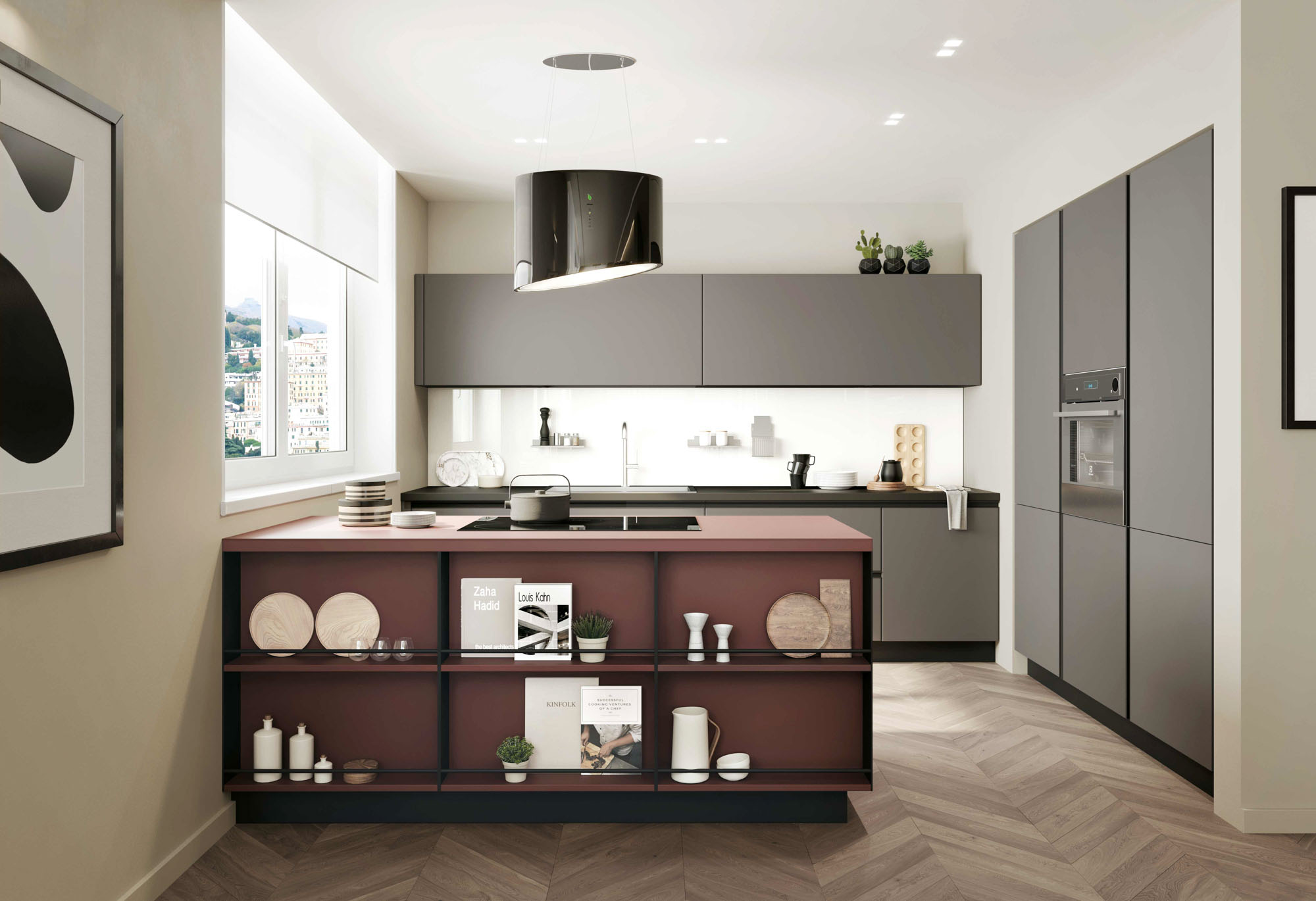 Cucina con penisola in Fenix Pratica 2315 - La Casa Moderna