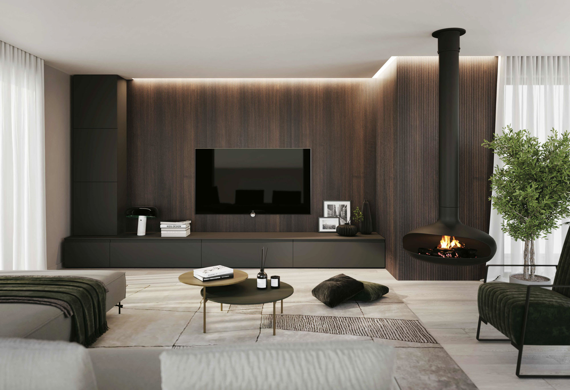 Mobile soggiorno grigio scuro Global day 2315 - La Casa Moderna