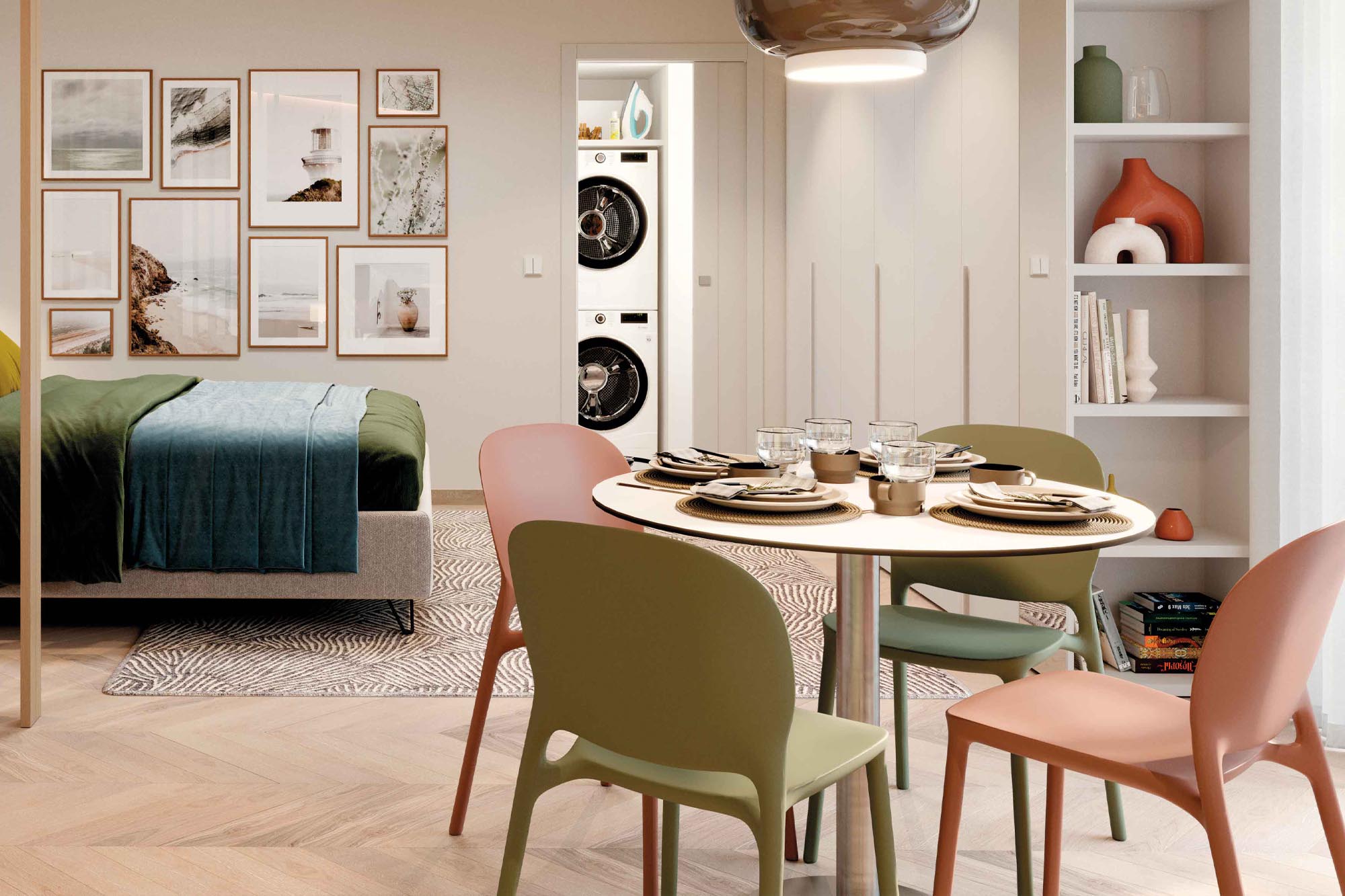 Tavolo rotondo bianco con base in metallo D.90 - La Casa Moderna