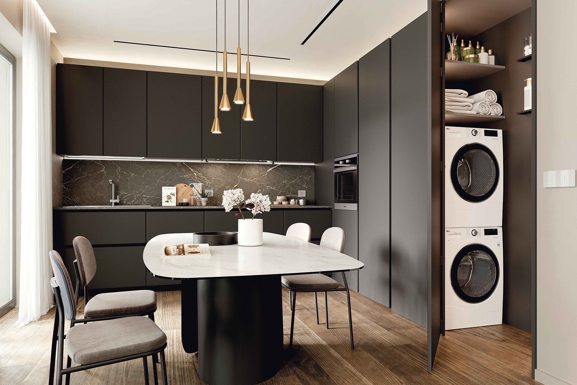 Cucina angolare con colonna walk in Pratica 2603n - La Casa Moderna