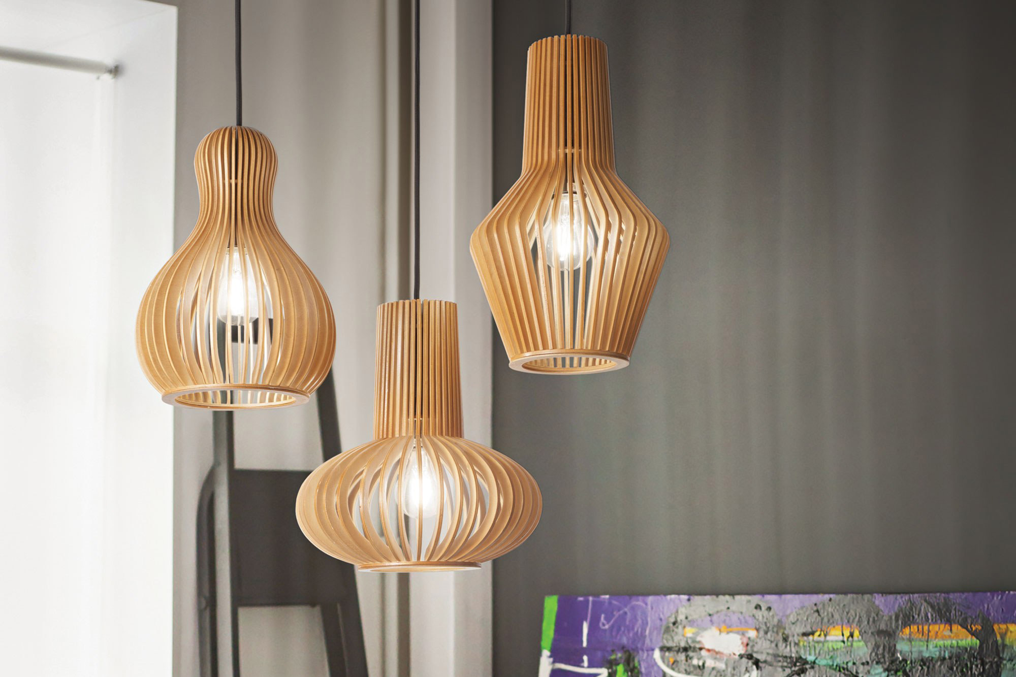 Lampada a sospensione in legno idci - La Casa Moderna