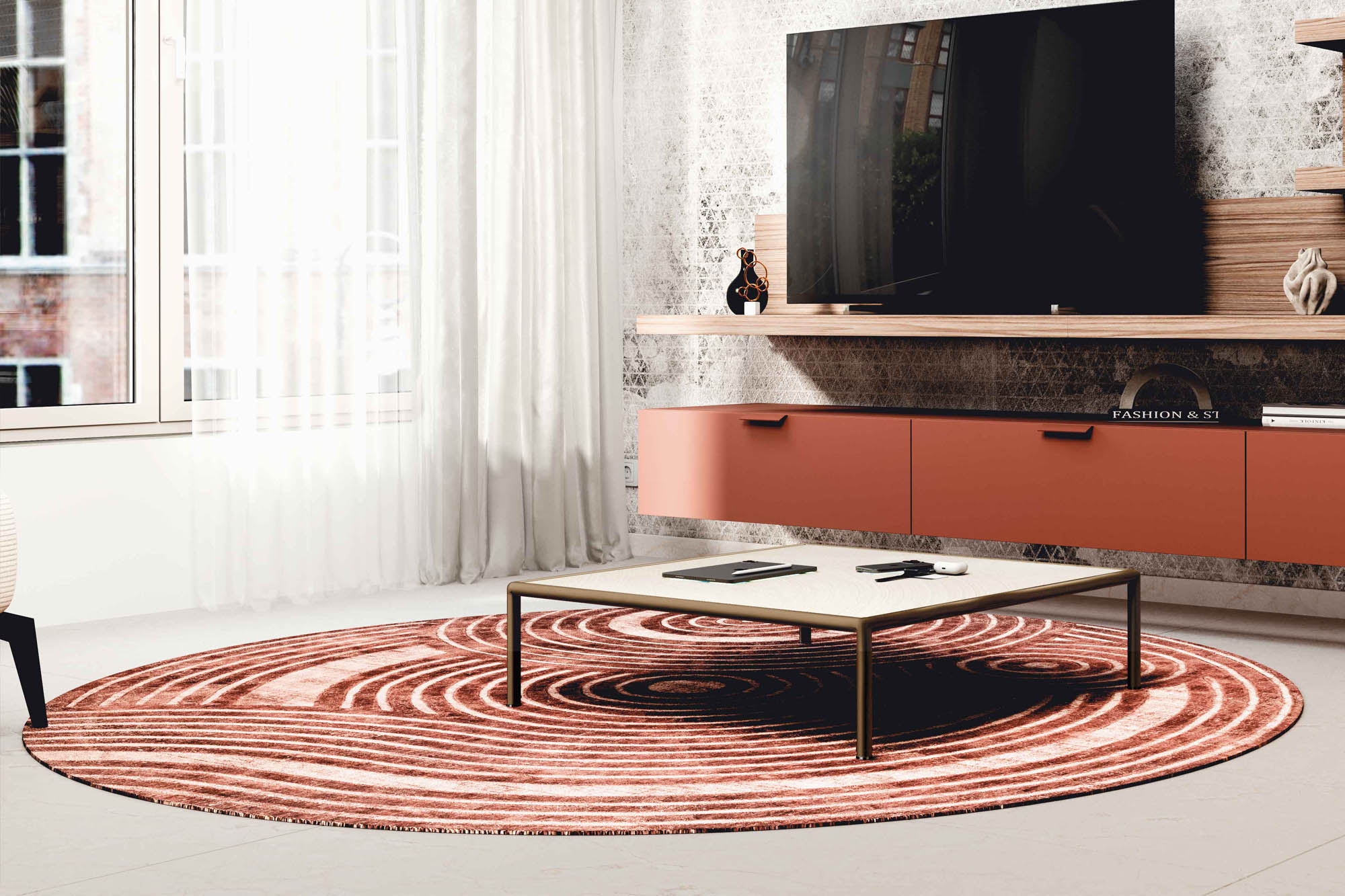 Tappeto rotondo in viscosa e cotone size-r - La Casa Moderna