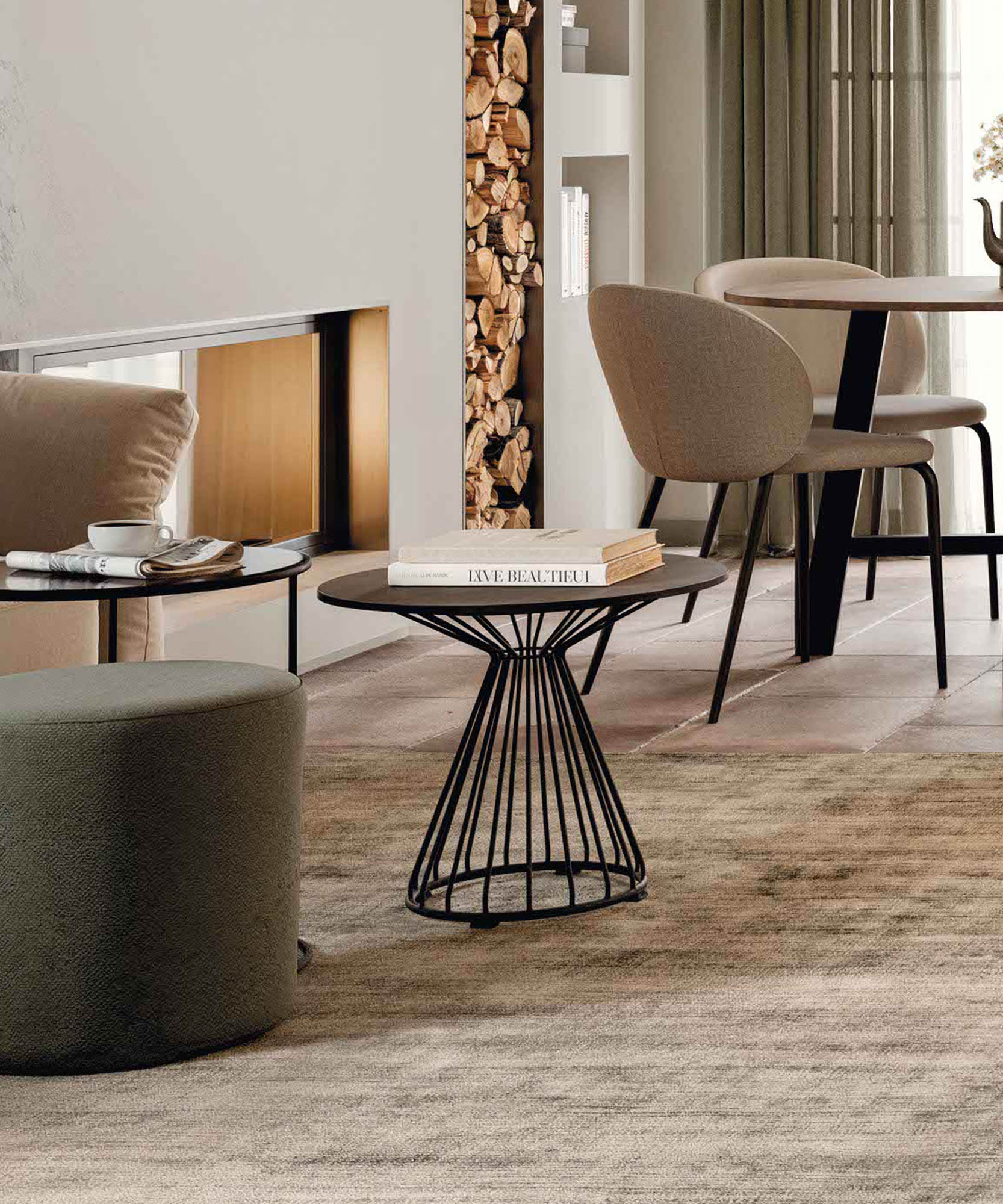 Tavolino rotondo metallo e legno Romy - La Casa Moderna