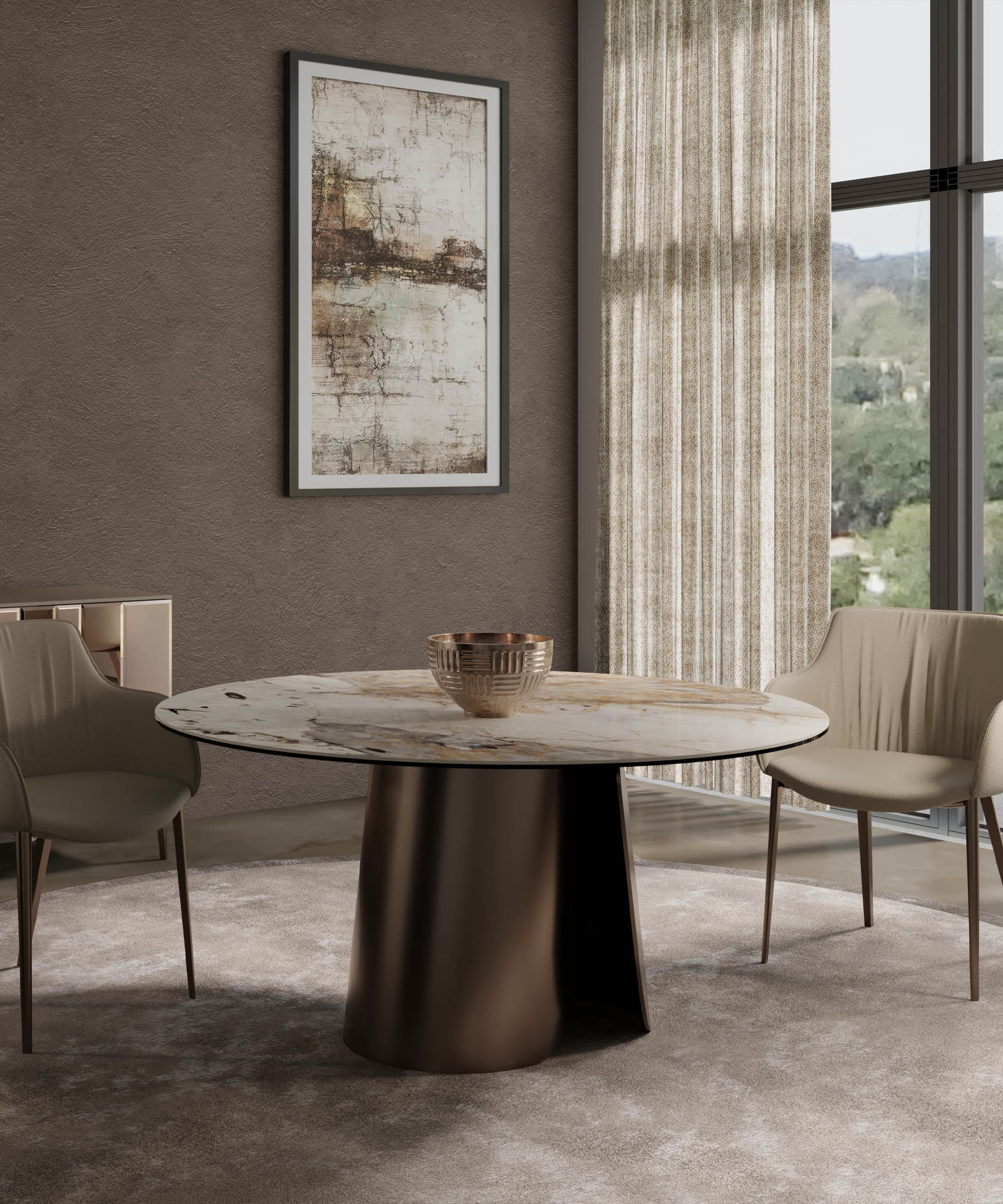 Tavolo in vetroceramica rotondo zafu - La Casa Moderna